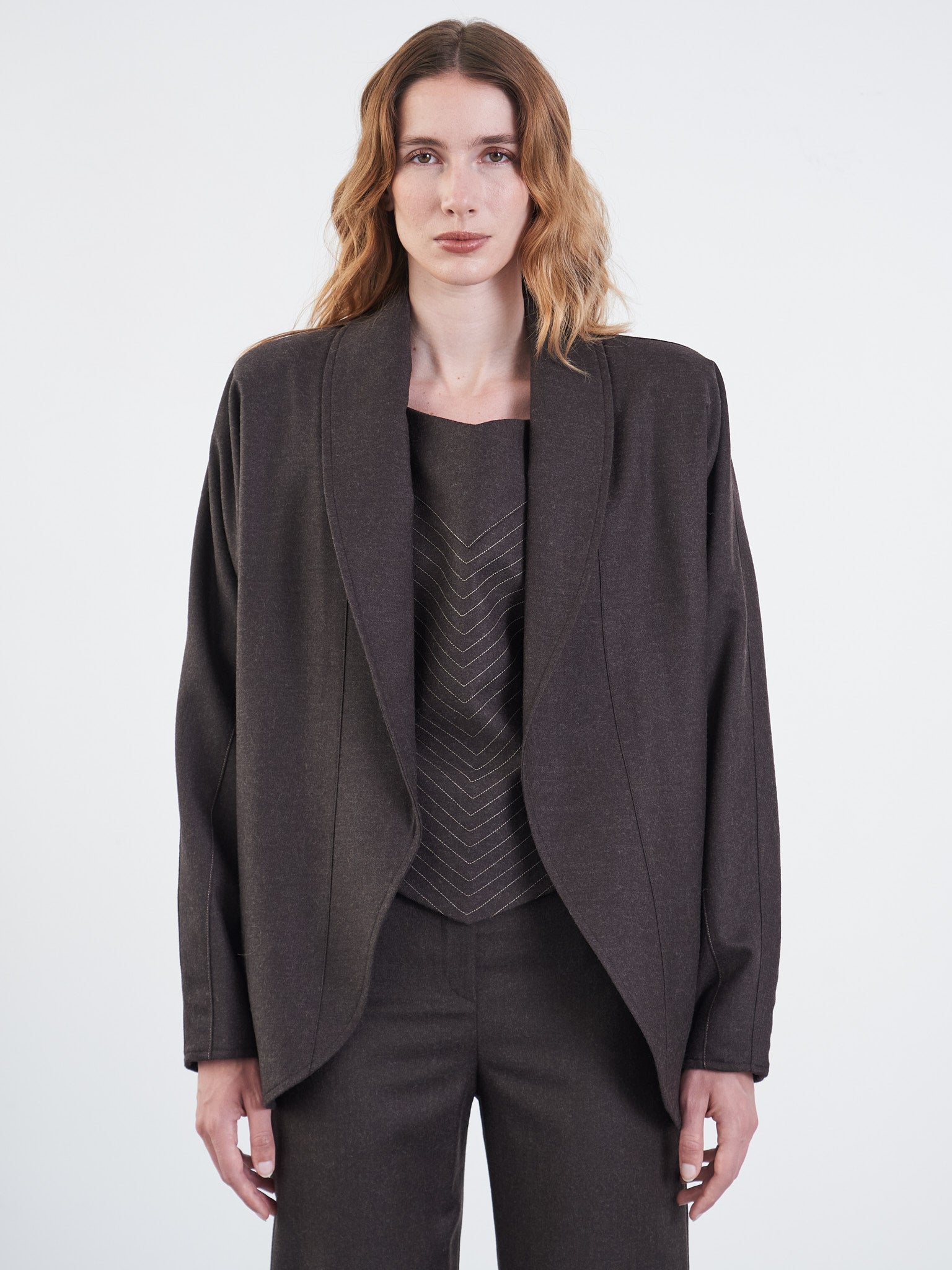 Contrasted Topstitch Jacket