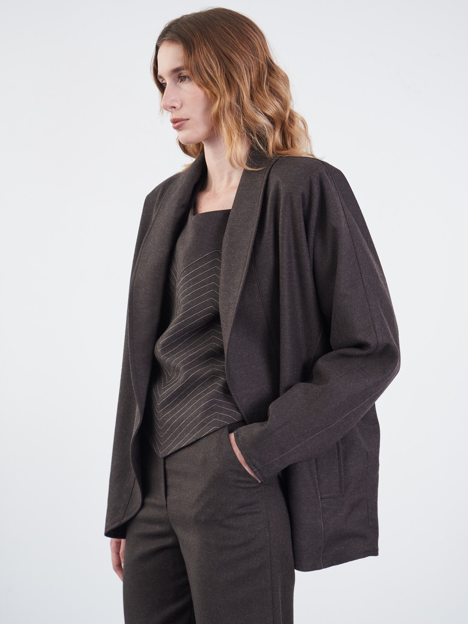 Contrasted Topstitch Jacket