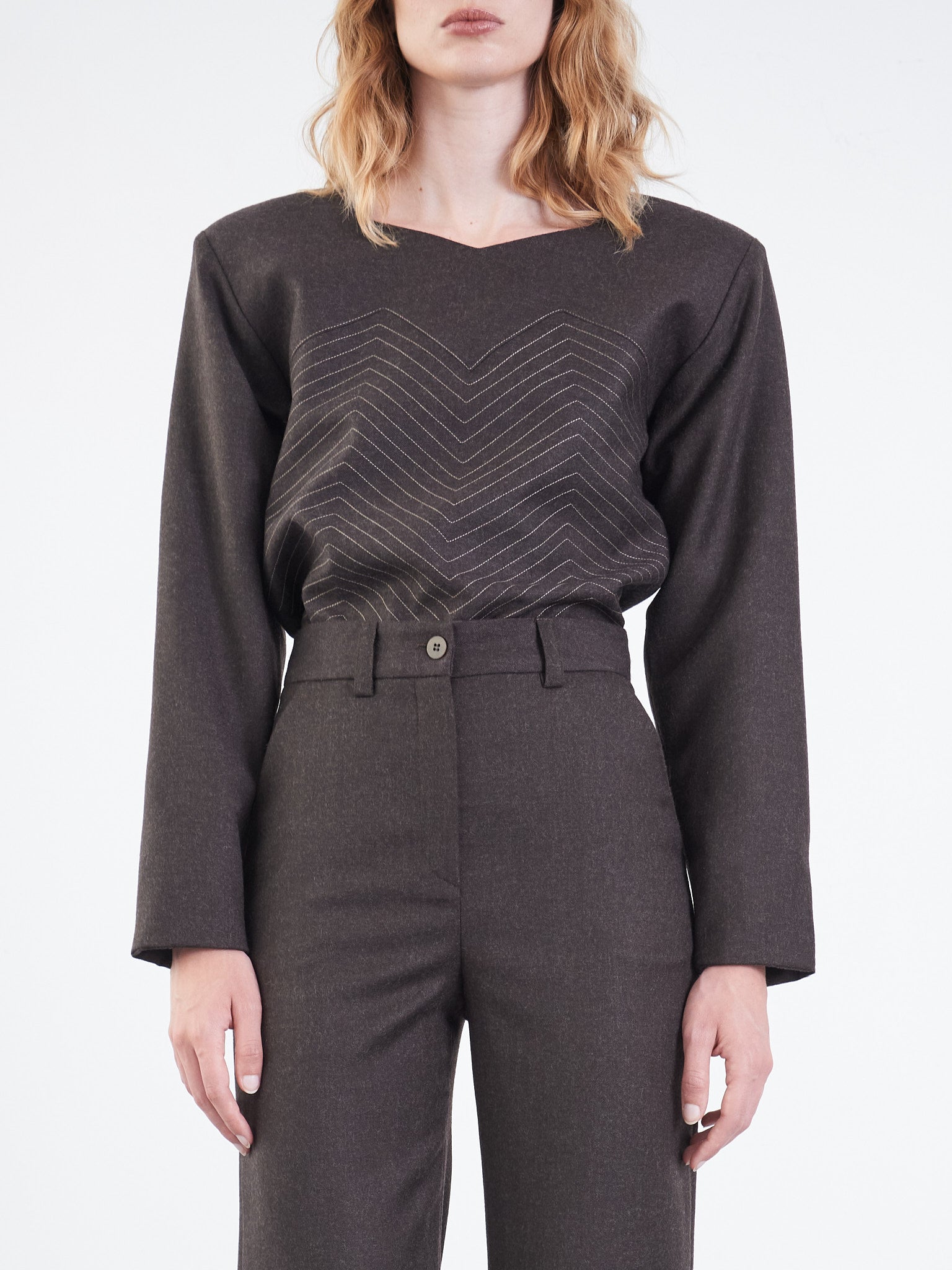 Contrasted Topstitch Top