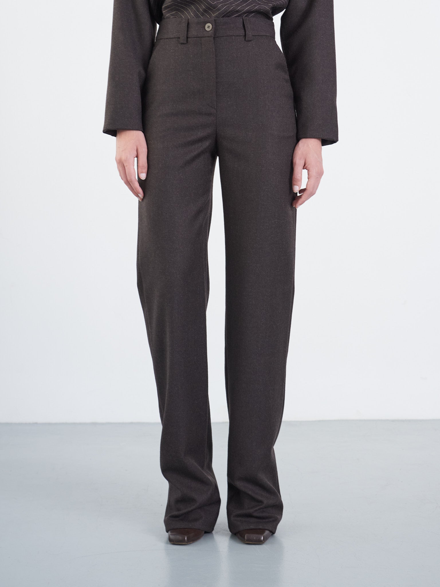 Contrasted Topstitch Trousers