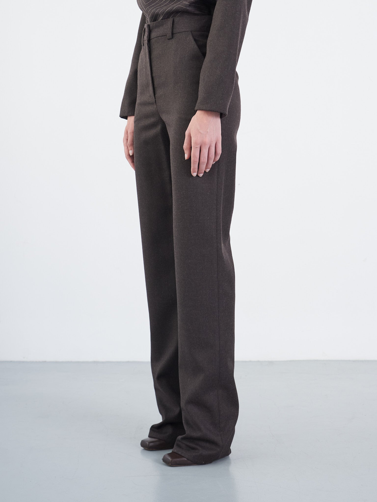 Contrasted Topstitch Trousers