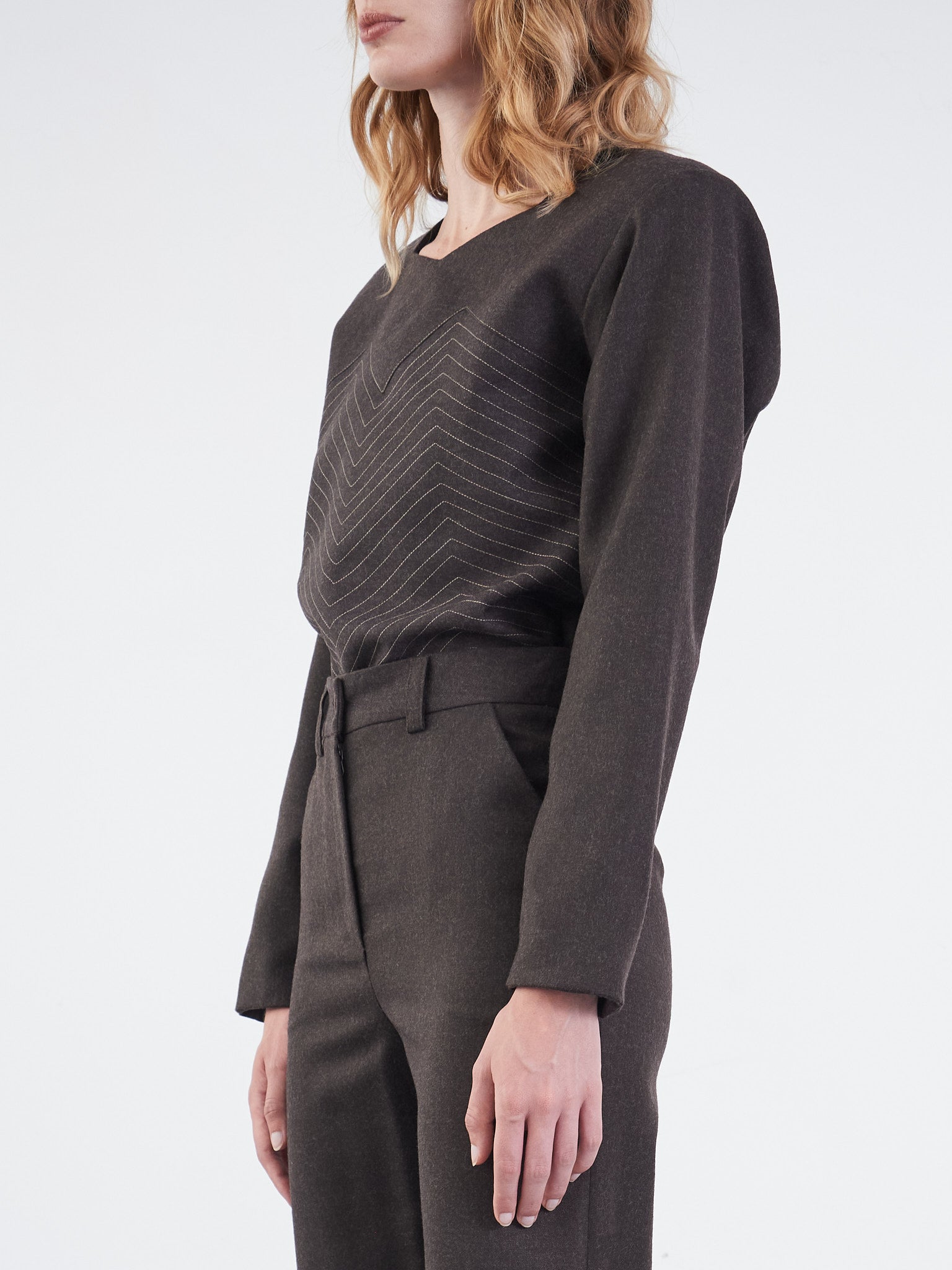 Contrasted Topstitch Top